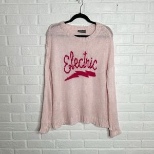 Wooden Ships Electric Pink Fuzzy Sweater Mohair Wool Blend size S/M